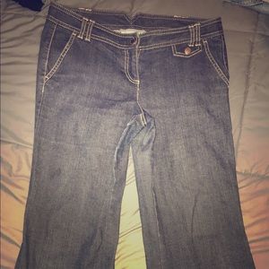 Ann Taylor Loft Petites Wide leg Dark Jeans.